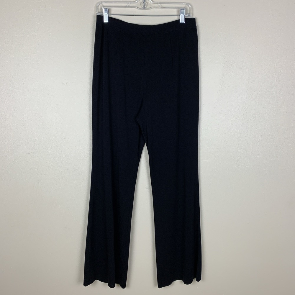 Exclusively Misook Straight Leg Pants Size L Knit Quiet Luxury Pull On Black